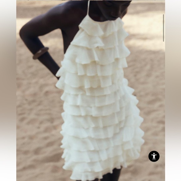 Zara RUFFLED HALTER NECK DRESS Size XS NWT - Picture 2 of 11
